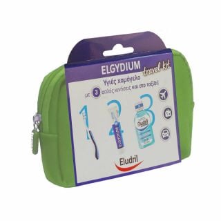 Elgydium Promo Travel Kit με Antiplaque Οδοντόπαστα 50ml & Οδοντόβουρτσα Ταξιδίου Pocket 1τεμάχιο & Eludril Protect Στοματικό Διάλυμα για Υγιή Ούλα - Δόντια 15ml & Τσαντάκι Πράσινο 1τμχ