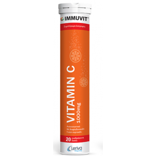 Leriva Immuvit Συμπλήρωμα Διατροφής Βιταμίνης C 1000mg Με Γεύση Πορτοκάλι 20tabs