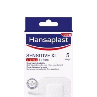 Hansaplast Med+ Sensitive XL Sterile 6x7cm 5τεμάχια Αποστειρωμένα Αυτοκόλλητα Επιθέματα