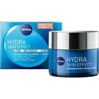 Nivea Hydra Skin Effect Night Regeneration Gel Cream 50ml Ενυδατική Κρέμα - Gel Προσώπου Νύχτας με Υαλουρονικό Οξύ