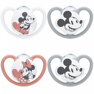 Nuk Space Mickey & Minnie Orthodontic Silicone Pacifier with Case for 6-18 months 1item