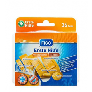 Figo First Aid Box Αδιάβροχα Αυτοκόλλητα Επιθέματα σε 5 μεγέθη σε Κουτάκι Ταξιδίου 36τεμάχια