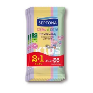 Septona Calm n' Care Baby Wipes with Panthenol 3x12 items