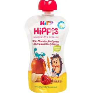 Hipp Hippis Φρουτοπολτός με Μήλο, Μπανάνα, Βατόμουρα & Δημητριακά Ολικής Άλεσης 100gr