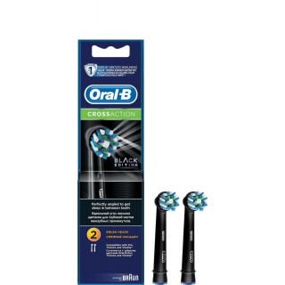 Oral-B Cross Action Black Edition Ανταλλακτικές Κεφαλές για Ηλεκτρική Οδοντόβουρτσα 2τμχ