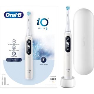 Oral-B iO Series 6 Ηλεκτρική Οδοντόβουρτσα με Αισθητήρα Πίεσης Opal White 1τεμάχιο
