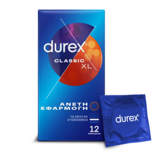 Durex Classic XL Προφυλακτικό με 'Ανετη Εφαρμογή 12 Τεμάχια