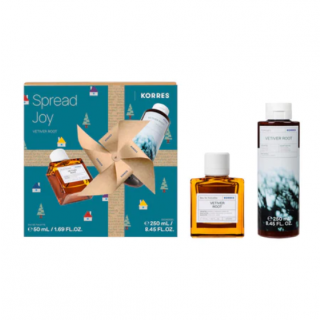Korres Spread Joy Fragrance Set Vetiver Root: Ανδρικό Άρωμα 50ml & Αφρόλουτρο 250ml