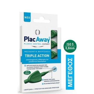 Plac Away Triple Action Μεσοδόντια Βουρτσάκια 0.8mm Πράσινο 6τμχ