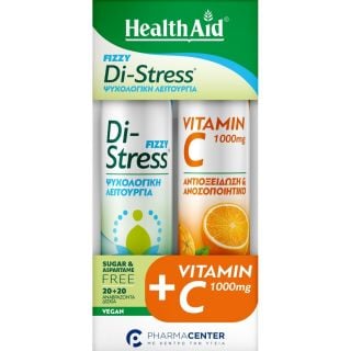 Health Aid Promo Fizzy Di-Stress για Καλή Ψυχολογική Λειτουργία 20eff.tabs & Βιταμίνη C 1000mg 20eff.tabs