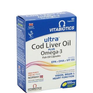 Vitabiotics Ultra Cod Liver Oil Plus Omega 3 60κάψουλες Ω3 & Μουρουνέλαιο