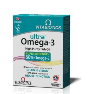 Vitabiotics Ultra Omega-3 Super Strength 60 μαλακές κάψουλες Συμπλήρωμα Διατροφής Λιπαρών Οξέων 