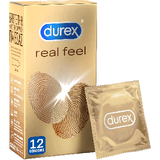 Durex Real Feel Latex Free Condoms 12 Τεμάχια Προφυλακτικά Πολύ Λεπτά Χωρίς Λάτεξ
