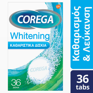 Corega Whitening 36 Tabs Καθαριστικά Αναβράζοντα Δισκία 