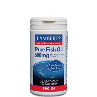 Lamberts Pure Fish Oil 500mg 120κάψουλες Συμπλήρωμα Ιχθυελαίων Ω3 για Καρδιά, Αρθρώσεις, Δέρμα & Εγκέφαλο