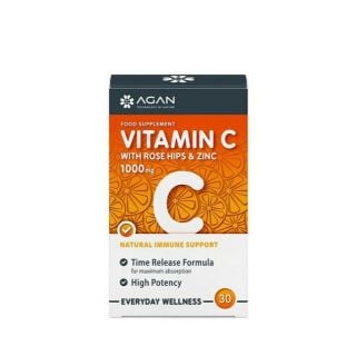 Agan Βιταμίνη C 1000 mg Αγριοτριανταφυλλιά & Ψευδάργυρος 30ταμπλέτες