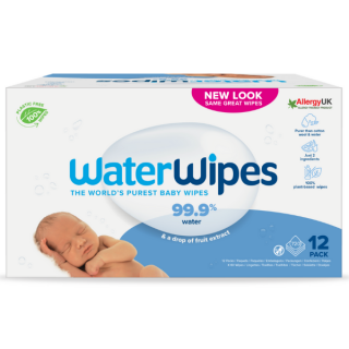 WaterWipes Υγρά Μωρομάντηλα 100% Χωρίς Πλαστικό με 99,9% Νερό 12x60τμχ
