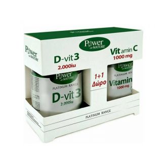 Power Health Promo Pack D-Vit3 2000IU Vitamin D3 60Tabs & Δώρο Vitamin C 1000mg 20Tabs