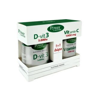 Power Health Promo D-Vit3 5000IU 60Tabs & Δώρο Vitamin C 1000mg 20Tabs