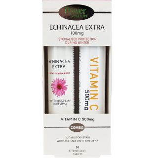 Power Health Echinacea Extra 100mg με Στέβια 20 Αναβράζοντα Δισκία + Vitamin C 500mg 20 Αναβράζοντα Δισκία 
