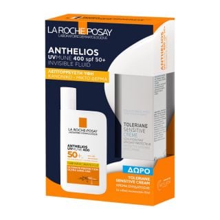 La Roce Posay Promo Anthelios UVMune 400 Spf50+ Invisible Fluid Face Sunscreen for Normal - Combination Skin 50ml & FREE Toleriane Sensitive Cream 15ml