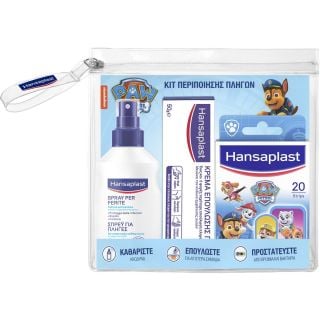 Hansaplast Σετ Περιποίησης Πληγών για Παιδιά με Αντισηπτικό Σπρέι Πληγών 100ml & Επιθέματα Με Φιγούρες Paw Patrol 20τμχ & Κρέμα Επούλωσης Πληγών 50gr