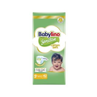 Babylino Sensitive Cotton Soft Πάνες με Αυτοκόλλητο No.5+ για 12-17kg 42τμχ