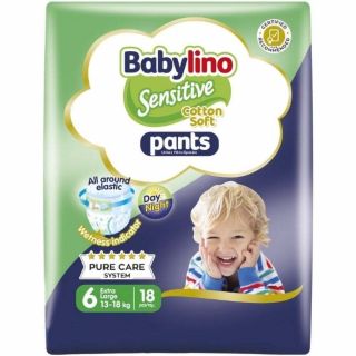 Babylino Sensitive Cotton Soft Pants Πάνες Βρακάκι No.6, 13-18kg 18 Τμχ