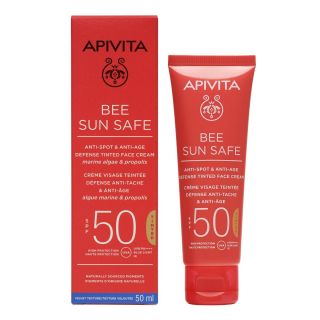 Apivita Bee Sun Safe Αντηλιακή Κρέμα Προσώπου Κατά των Πανάδων & των Ρυτίδων  με Χρώμα SPF50 50ml