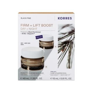 Korres Promo Black Pine Firm + Lift Boost Day + Night με Κρέμα Ημέρας για Σύσφιγξη + Εντατική Ενυδάτωση για Ξηρές-Πολύ Ξηρές Επιδερμίδες 40ml & Δώρο Κρέμα Νύχτας 15ml