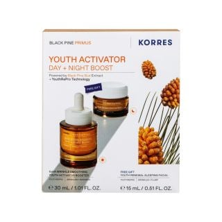 Korres Promo Black Pine Primus Youth Activator Day + Night Boost  6xHA 30ml Ορός Ενεργοποίησης Νεότητας & Δώρο Κρέμα Νεότητας Νύχτας 15ml