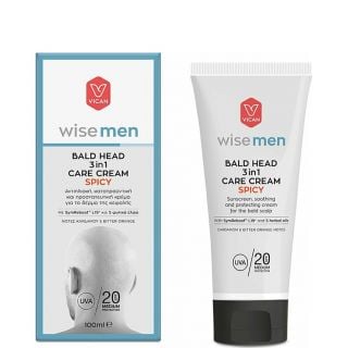 Vican Wise Men Bald Head 3in1 Care Cream Spicy Αντιηλιακή Κρέμα για το Δέρμα της Κεφαλής SPF20 100ml