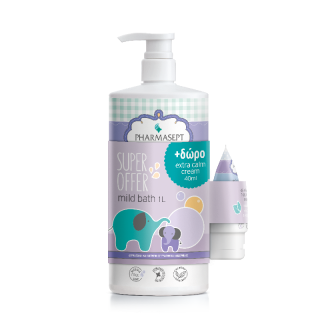 Pharmasept Promo Baby Care Mild Bath Βρεφικό Αφρόλουτρο για Σώμα & Μαλλιά 1lt & Δώρο Extra Calm Κρέμα Αλλαγής Πάνας 40ml