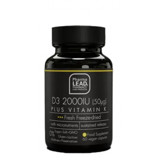 Pharmalead Black Range Βιταμίνη D3 2000iu Plus Βιτ. K για Υγιή Οστά & Ενίσχυση Ανοσοποιητικού 60κάψουλες