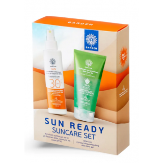 Garden Promo Sun Ready Suncare Set Αντηλιακό Γαλάκτωμα SPF30 Spray με Οργανική Αλόη Προσώπου - Σώματος 150ml & Δώρο Ενυδατικό Δροσιστικό Aloe Vera Gel 150ml