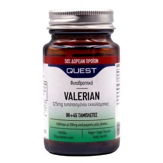 Quest Βαλεριάνα για Αντιμετώπιση Αϋπνίας 83mg 90 + 45 Δωρεάν Ταμπλέτες