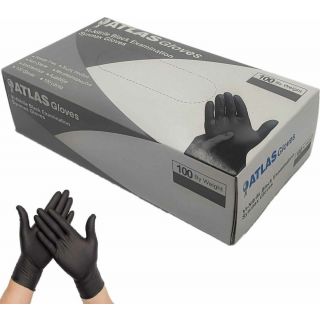 Atlas Gloves Vi-Nitrile Γάντια Νιτριλίου Μαύρα Small 100τεμάχια