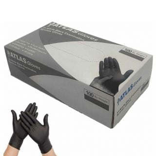 Atlas Gloves Vi-Nitrile Γάντια Νιτριλίου Μαύρα Medium 100τεμάχια