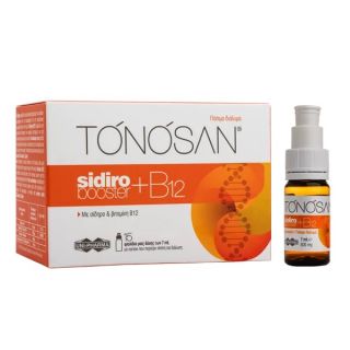 Uni-Pharma TONOSAN Sidirobooster + B12 15x7ml Με σίδηρο & βιταμίνη Β12