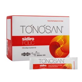 Uni-Pharma TONOSAN SidiroFOLIC 20 Sachets Με σίδηρο & φυλλικό οξύ