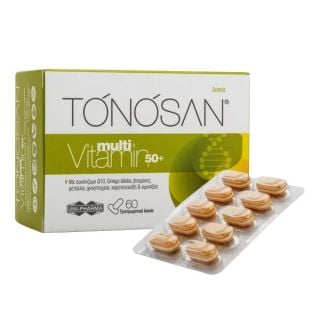 Uni-Pharma TONOSAN MultiVitamin 50+ 60 Tabs Με συνένζυμο Q10, Ginko biloba, βιταμίνες, μέταλλα, ιχνοστοιχεία, καροτενοειδή & αμινοξέα 