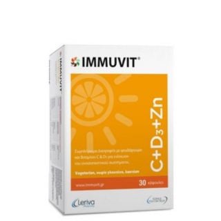 Leriva Immuvit C+D3+Zn Συμπλήρωμα Διατροφής με Βιταμίνες C, D3 & Ψευδάργυρο για το Ανοσοποιητικό 30κάψουλες