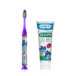 Gum Promo Junior Light-Up Μωβ Soft Οδοντόβουρτσα 1τμχ & Junior Οδοντόκρεμα Tutti Frutti 7-12ετών 50ml