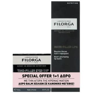 Filorga Promo Time-Filler Eyes 5XP Βελούδινη Κρέμα Ματιών 15 ml & Δώρο Nutri Filler Lips  Eνυδατικό Βάλσαμο Χειλιών 4gr