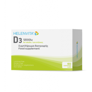 Helenvita D3 1200 IU 60Caps Συμπλήρωμα Διατροφής Βιταμίνη D3 για Ενήλικες