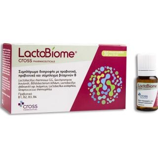 Cross Pharmaceuticals LactoBiome Προβιοτικά, Πρεβιοτικά & Bιταμινες Β για Εξισορρόπηση Εντερικού Μικροβιώματος 10x10ml