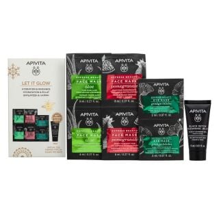 Apivita Promo Let it Glow Hydration & Radiance Set with 3 Express Masks & Gift Black Cleansing Gel 15ml