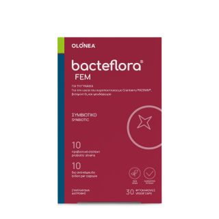 Olonea BacteFlora FEM Συνδυασμός υψηλής συγκέντρωσης Προβιοτικών ευρέως φάσματος & Πρεβιοτικού για Γυναίκες 30κάψουλες