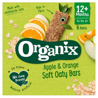 Organix Βιολογικές Βρεφικές Μπάρες Βρώμης με Μήλο & Πορτοκάλι 12+Μηνών 6x23gr