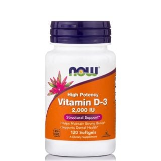Now Foods Vitamin D3 2000iu 120κάψουλες για Ενίσχυση Ανοσοποιητικού & Οστών